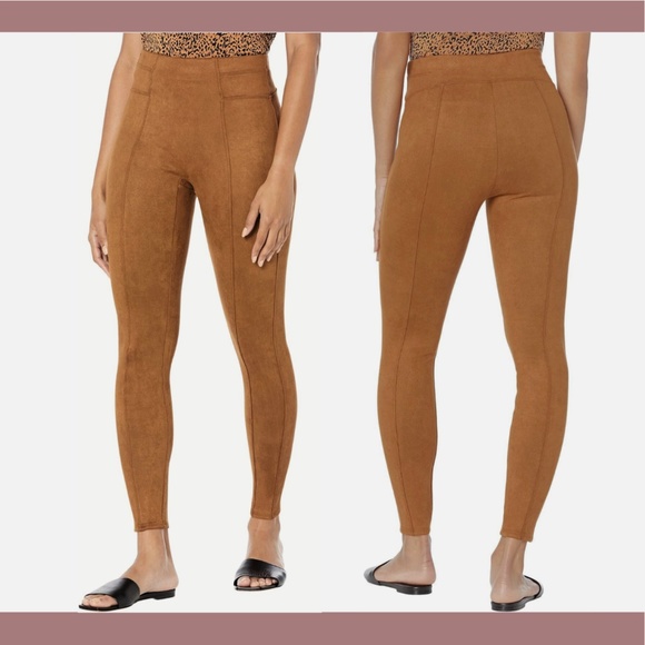 NWT $98 Spanx [ SP Small-Petite ] Faux Suede Leggings in Rich‎ Caramel - Picture 1 of 14